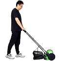14-Inch Push Reel Mower for Small Lawns and Garden Maintenance, Features 5 Steel Blades for Efficient Cutting, Adjustable Cutting Height, Detachable Grass Catcher and Quiet Manual (Green)