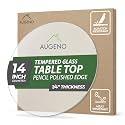14 inch Round 1/4" Thick Pencil Polished Edge Clear Glass Table Top with 6 Bumpers - Tempered, Scratch Resistant & Safety Replacement Glass for Dining, Coffee, Patio & End Tables