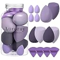 14 Pcs Makeup Sponge Set, Beauty Sponges Blender with 4 Pcs Powder Puff and 4 Pcs Mini Make up Sponges for Liquid,Foundation,Powder,Concealer,Cream (Purple)