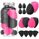14 Pcs Makeup Sponges,Beauty Sponges Blender with 4 Pcs Powder Puff and 4 Pcs Mini Make up Sponges Valentine's Day Gift,Mother's Day Gift for Women Liquid,Foundation,Powder,Concealer(Black,Hot pink)
