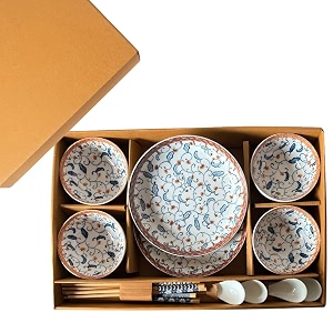 14 piece ceramic dinner set japanese fine dining dinnerware hand-painted blue floral crockery set microwave amp dishwasher safe premium tableware for home amp gifting