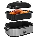 Roaster Oven, Electric Roaster Oven with Viewing Lid, Large Roaster with Removable Pan &amp; Rack, Turkey Roaster with Unique Defrost/Warm Function, Stainless Steel, Silver-1, 14QT