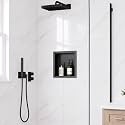 14 x 12 Inch Stainless Steel Shower Niche, No Tile Needed Wall Niche, Recessed Wall Niche Insert for Bathroom Shower Kitchen Storage, Matte Black