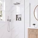 14 x 12 Inch Stainless Steel Shower Niche, No Tile Needed Wall Niche, Recessed Wall Niche Insert for Bathroom Shower Kitchen Storage, Brushed Nickel