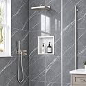 14 x 12 Inch Stainless Steel Shower Niche, No Tile Needed Wall Niche, Recessed Wall Niche Insert for Bathroom Shower Kitchen Storage, Matte White
