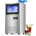 140Lbs/24H Commercial Ice Maker Machine with 30Lbs Ice Capacity, 50Pcs Clear Ice Cubes per Round in 11-20Mins, Stainless Steel Under Counter Freestanding Ice Machine Maker for Home Bar Outdoor