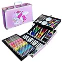 Kammateswara 145 Piece Art &amp; Craft Drawing and Color kit for Kids | Non-Toxic Painting &amp; Coloring Kit | Art &amp; Craft Drawing Set with Crayons, Markers, Watercolors &amp; More for Kids (Pink Unicorn)