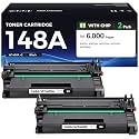 148A Toner Cartridge with Chip Black 2-Pack High Yield Replacement for HP 148A W1480A 148X W1480X Compatible with HP LaserJet Pro MFP 4101dw 4101fdn 4101fdw 4001dn 4001dw 4001n Printer Ink 4001 4101 e