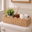 14in Toilet Paper Holder Basket with Eucalyptus Plant for Bathroom Decor