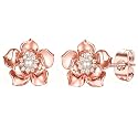 14K Gold Rose Flower Sterling Silver Stud Earrings For Women Dainty Rose Gold Pearl Earrings Hypoallergenic Earrings Cute Studs For Her Nickel Free