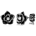 14K Gold Rose Flower Sterling Silver Stud Earrings For Women Dainty Rose Gold Pearl Earrings Hypoallergenic Earrings Cute Studs For Her Nickel Free