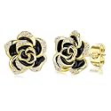14K Gold Rose Flower Sterling Silver Stud Earrings For Women Dainty Rose Gold Pearl Earrings Hypoallergenic Earrings Cute Studs For Her Nickel Free