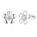 14K Gold Rose Flower Sterling Silver Stud Earrings For Women Dainty Rose Gold Pearl Earrings Hypoallergenic Earrings Cute Studs For Her Nickel Free