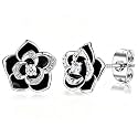 14K Gold Rose Flower Sterling Silver Stud Earrings For Women Dainty Rose Gold Pearl Earrings Hypoallergenic Earrings Cute Studs For Her Nickel Free
