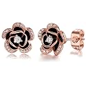 14K Gold Rose Flower Sterling Silver Stud Earrings For Women Dainty Rose Gold Pearl Earrings Hypoallergenic Earrings Cute Studs For Her Nickel Free
