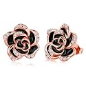 14K Gold Rose Flower Sterling Silver Stud Earrings For Women Dainty Rose Gold Pearl Earrings Hypoallergenic Earrings Cute Studs For Her Nickel Free