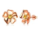14K Gold Rose Flower Sterling Silver Stud Earrings For Women Dainty Rose Gold Pearl Earrings Hypoallergenic Earrings Cute Studs For Her Nickel Free