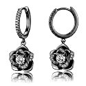 14K Gold Rose Flower Sterling Silver Stud Earrings For Women Dainty Rose Gold Pearl Earrings Hypoallergenic Earrings Cute Studs For Her Nickel Free