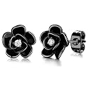 14K Gold Rose Flower Sterling Silver Stud Earrings For Women Dainty Rose Gold Pearl Earrings Hypoallergenic Earrings Cute Studs For Her Nickel Free