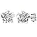 14K Gold Rose Flower Sterling Silver Stud Earrings For Women Dainty Rose Gold Pearl Earrings Hypoallergenic Earrings Cute Studs For Her Nickel Free