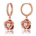 14K Gold Rose Flower Sterling Silver Stud Earrings For Women Dainty Rose Gold Pearl Earrings Hypoallergenic Earrings Cute Studs For Her Nickel Free