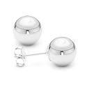 14K Real White Gold Ball Stud Earrings