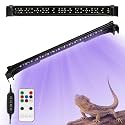 LED UVA UVB Light Fixture for Reptiles, 12.0/10.0/5.0 UVB Reptile Light for Bearded Dragon, with 4 UV Modes,10-Level Dimming 6500K & 24H Cycle Timer for Tropical & Desert Reptile, 14W, 15.7-in