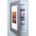 14x24 Concealed Picture Frame Medicine Cabinet Without Mirror for Bathroom, Recessed in The Wall, Made in North America, Real Wood, NO MDF, Adjustable Shelves, Dark Gray Shaker
