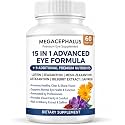 15-in-1 Advanced Eye Formula, Eye Formula with All 3 Carotenoids, Lutein & Zeaxanthin, Bilberry Extract and Saffron, 60 Capsules