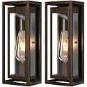 15" Outdoor Wall Lights, 2Pack Distressed Brown Exterior Lighting