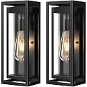 15" Outdoor Wall Lights, Black Exterior Lighting Fixtures, 2 Pack