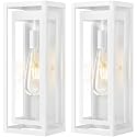 15" Outdoor Wall Lights, White Exterior Lighting Fixtures, 2 Pack