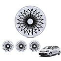 15" Universal Full-Size Hubcaps, 15 Inch Steel Wheels-White-Flower Bloom