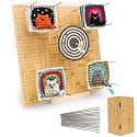 15.75" x 15.75" Granny Square Blocking Board Foldable, Bamboo Blocking Boards for Crochet Projects with Pegs, Blocking Boards for Crochet Projects, Gifts for Mothers, Grandmothers (Bamboo-B 15.75‘’)