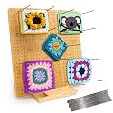 Iswabard 15x15 Inch Blocking Mats Blocking Board for Crocheting with 15 Stainless Steel Rods Crochet Blocking Board Large Base Bamboo Granny Square (Bamboo-C15‘’)