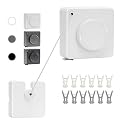 15.7Ft Retractable Clothesline Indoor an Anti-sag Retractable Clothesline Outdoor,Laundry Line Wall Mounted Stainless Steel Wire Laundry, with 12 Clip(White)