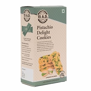 15 ad bakery llp pistachio delight cookies 200g x 2  traditionally crafted hand made pure vegetarian cookies  eggless pure desi gheepremium butter 400 g