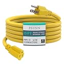 15 ft 12/3 Outdoor Indoor Extension Cord Waterproof Heavy Duty 12 Gauge 3 Prong, Flexible Cold-Resistant Long Power Cord Outside, 15Amp 1875W SJTW Yellow.