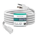 15 ft Heavy Duty Extension Cord - 12/3 SJTW 15 AMP Indoor Power Cord with 3 Prong Grounded Plug for Lawn Mower, Appliances, Workshop, Christmas Lights Water Resistant Flexible Cable White.