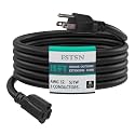 15 FT Outdoor Heavy Duty Extension Cord - 12/3 SJTW 15 AMP Indoor Power Cord with 3 Prong Grounded Plug for Lawn Mower, Appliances, Workshop, Lights Water Resistant Flexible Cable 12 Gauge