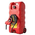 15 Gallon Fuel Caddy, Portable Gas Can Fuel Tank with Manual Siphon Pump & 10FT Hose, Wheeled Fuel Container for Gasoline Diesel Storage, Car, ATV, Boat, Lawn Mower, Generator, Red