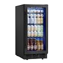 15 Inch Beverage Refrigerator 130 Cans | Under Counter Glass Door