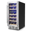 Icyglee 15" Wine Cooler Refrigerator,30 Bottle Dual Zone Wine Fridge,Silver