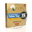 15 Inch Round Clear Tempered Glass Table Top with 3/8" Thick Polished Edges for Dining, Coffee Table, or Office Use by Fab Glass and Mirror