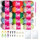 15 Pack Beginner Yarn for Crocheting Tube Crochet Yarn Multicolor
