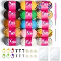 15 Pack Beginner Yarn for Crocheting Tube Crochet Yarn Multicolor
