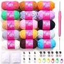 15x50g cotton yarn for crocheting-mercerized cotton yarn for knitting crochet kit for beginners multicolor chunky yarn bundle thick yarn for crochet knitting amigurumi yarn bulk