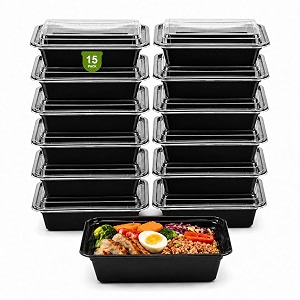 15 pack meal prep containers reusable stackable food storage containers with lids microwave freezer amp dishwasher safe small capacity 24 oz takeaway lunch box portion control amp batch cooking
