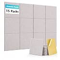 15 Pack Self-Adhesive Acoustic Wall Panels, 12 x 12 x 0.35 in