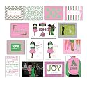15 PC Sorority-Inspired Greeting Card Pack | Pink &amp; Green Cards with Sticker Sheet